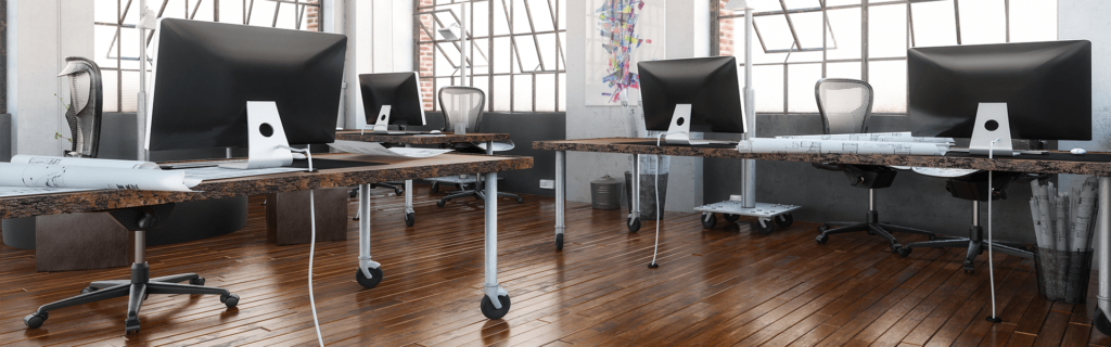 office with ergonomic equipment for back pain