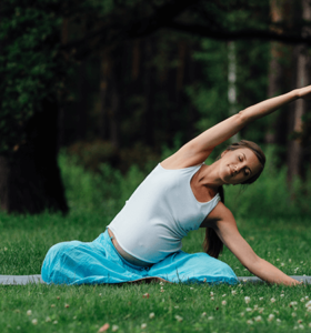 pregnant woman with sciatica practices yoga