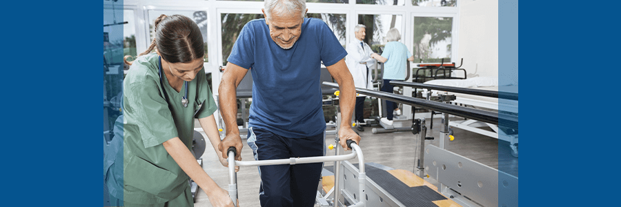 man with spinal cord injury undergoing physical therapy